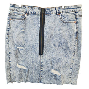 Love & Legend Premium Denim Mini Skirt Size 18 Acid Wash Distressed